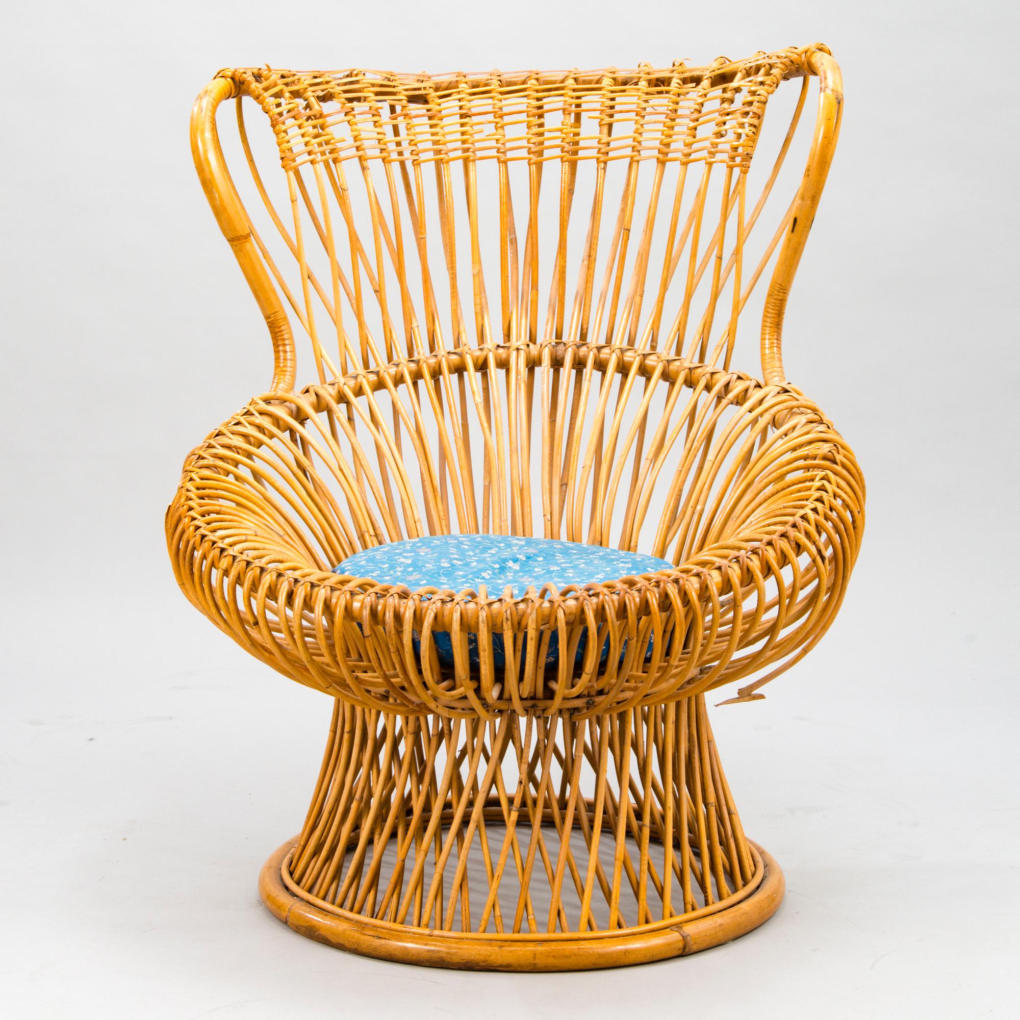FRANCO ALBINI & GINO COLOMBINI. "Margherita" stol, 1951, rotting, H 90 cm x B 75 cm, D 83 cm, Tillverkare Bonacino.