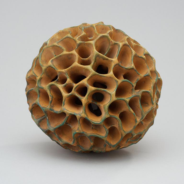 A Hans Hedberg faience sculpture of a sponge, Biot, France.