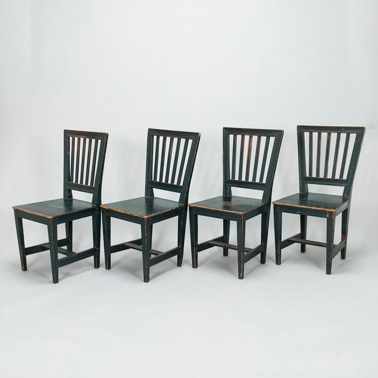 Four late Gustavian provincial/country style chairs, first half of the 19th century.