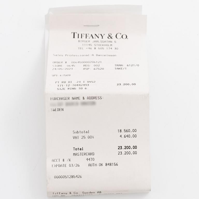 Tiffany & Co, ring, platinum with brilliant-cut diamond 0.23 ct.