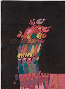 Stig Lindberg, a textile, screen print on velvet for Nordiska Kompaniet, Sweden 1960s.