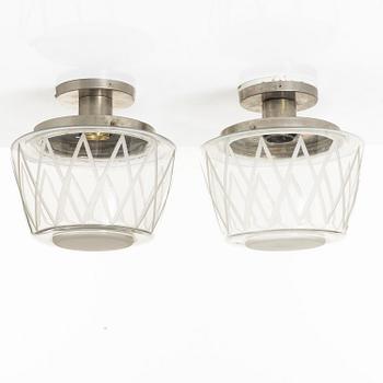 Harald Notini, taklampor, ett par, modell 11197, Arvid Böhlmarks Lampfabrik, Stockholm, 1940-tal.