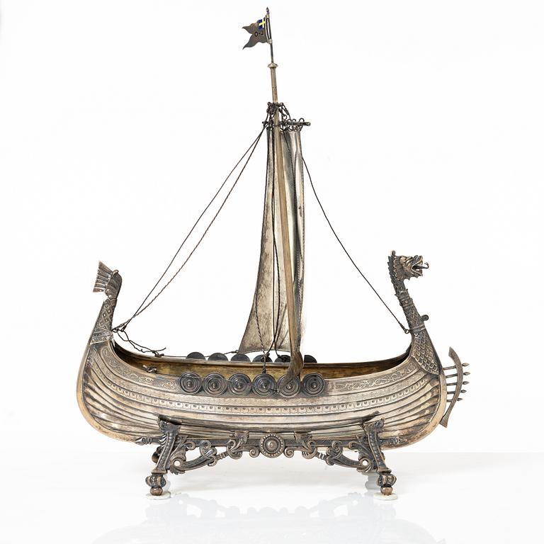 Karl Anderson, a silver viking ship figurine, Stockholm 1905.