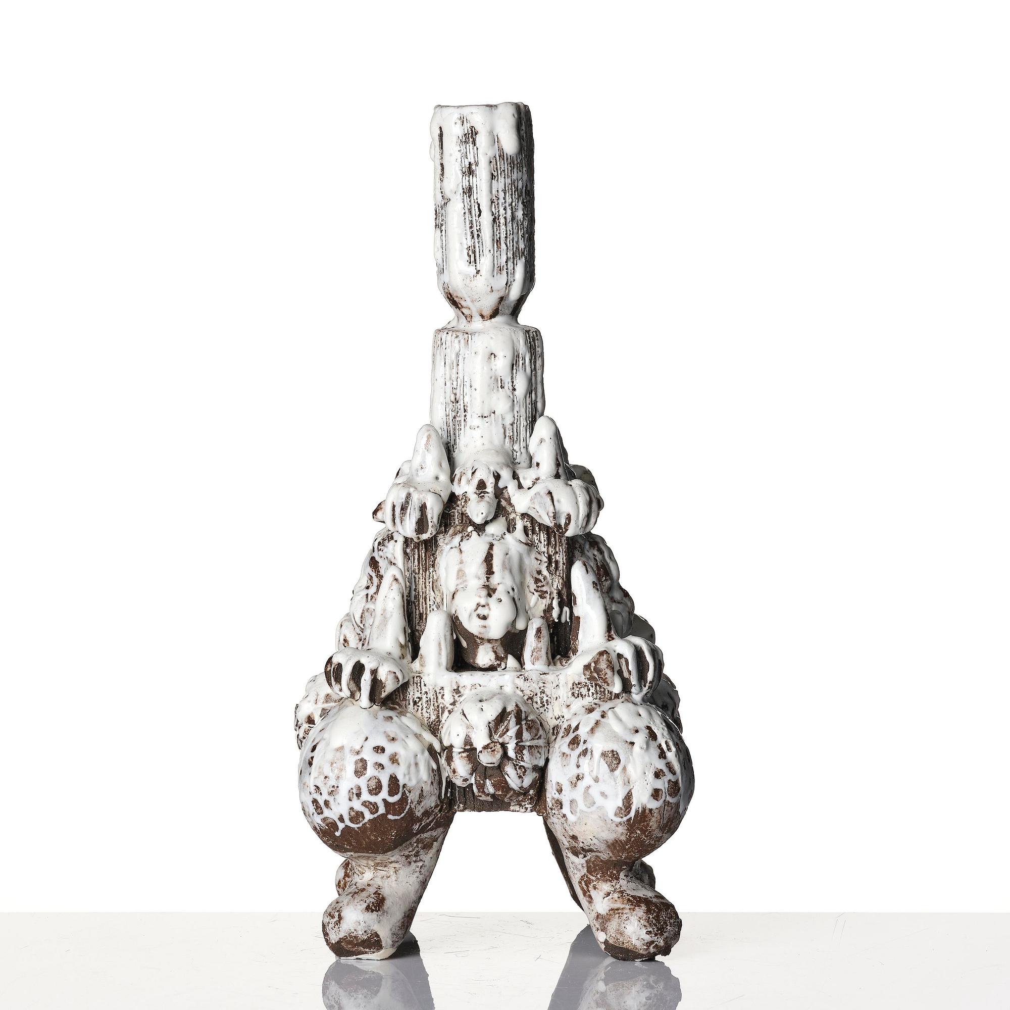 Carl Richard Söderström, a stoneware sculpture/candlestick, executed in his studio, Stockholm, ca 2012.