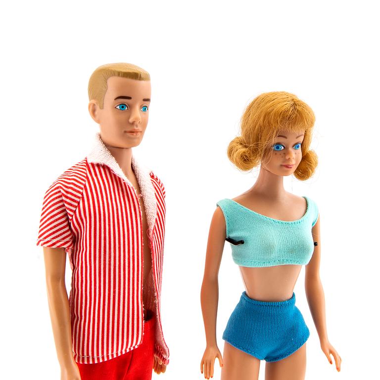 Midge and Ken, dolls 2 pcs., as well as clothes vintage "Midge" Mattel 1963, "Ken" Mattel 1964-65.