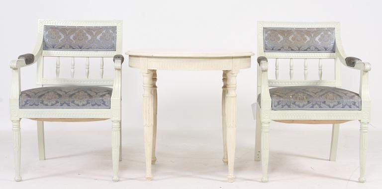 SALONGSGRUPPSDELAR, 3 st, gustaviansk stil, 1900-tal.