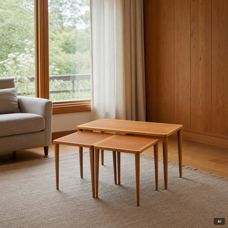 A three-piece nesting table, 1950's/60's.