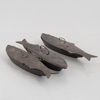 Fish moulds, 2 pcs, cast iron, Arbrå, second half of the 20th century.