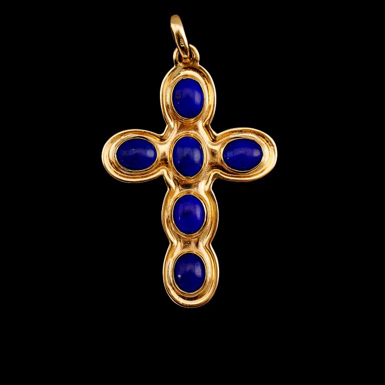 HÄNGE, 18 k guld, lapis lazuli. Total vikt ca 13 g.