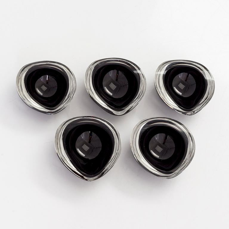 Kaj Franck, taidelasia, 5 kpl, "Kastanja", signeerattu K. Franck Nuutajärvi Notsjö -62.