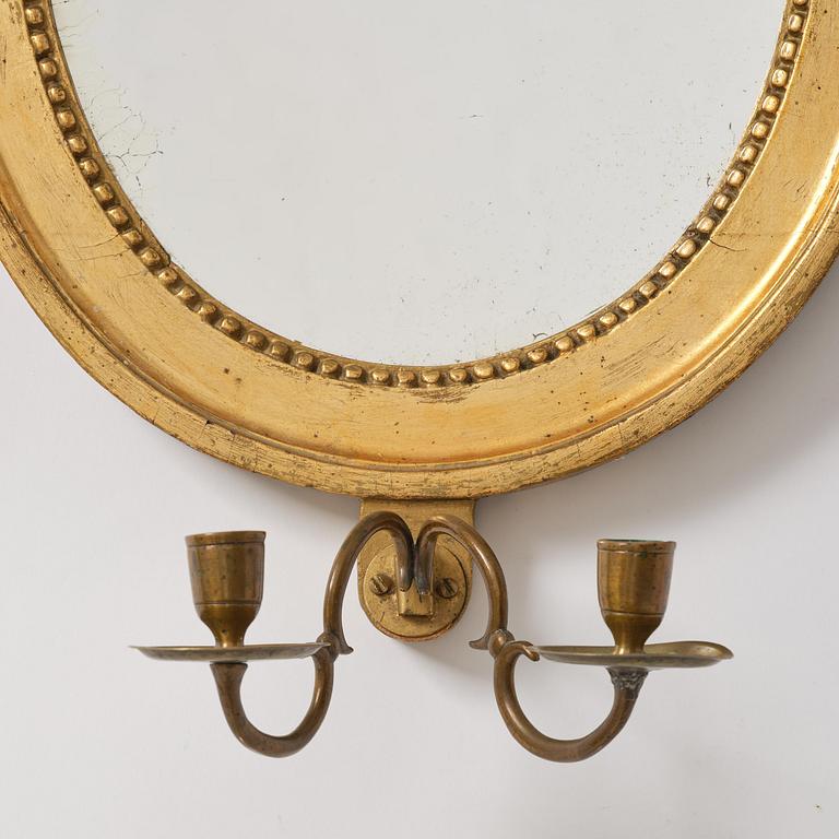 A Gustavian girandole mirror, Stockholm, late 18th century.