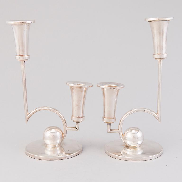 A pair of Art Deco silver candlesticks, Konrad Wolff, Helsinki, 1930.