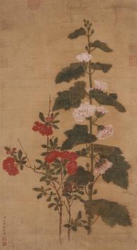 1018. A Chinese painting after Ai Qimeng, ink and colour on paper, late Qing dynasty/early 20th century.