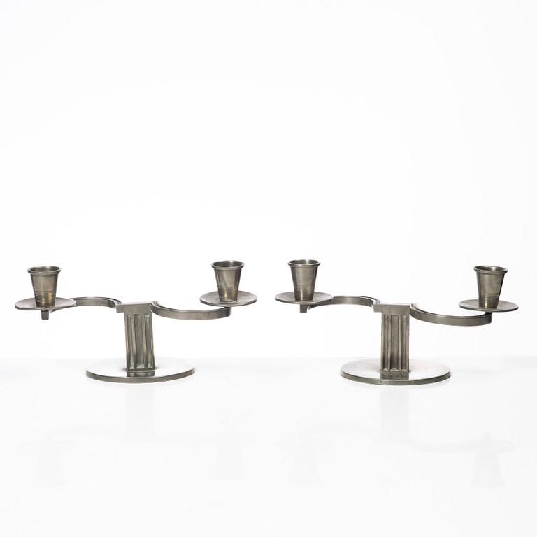 Nils Fougstedt, A pair of candelabra, FAK (Fabriksaktiebolaget Kronsilver), Stockholm, 1934.