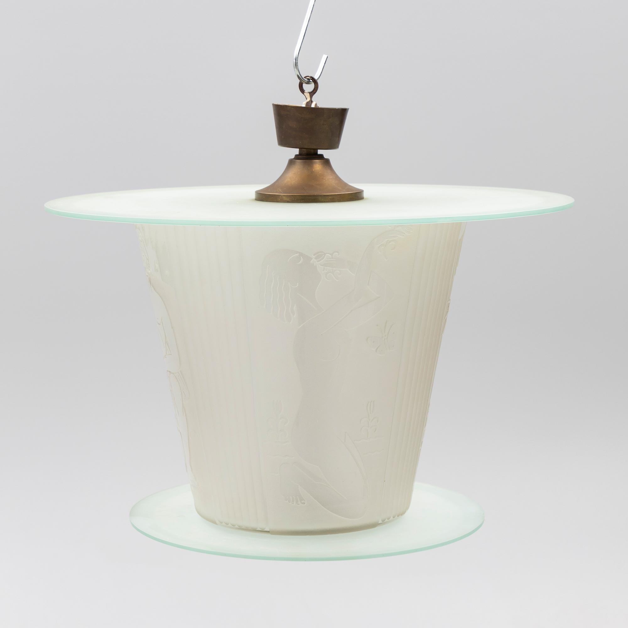 Harald Notini, a ceiling lamp model 10918, Arvid Böhlmarks Lampfabrik, Stockholm, 1930s.
