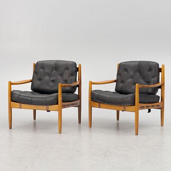 Ingemar Thillmark, a pair of beech wood armchairs, "Läckö", 1960's.