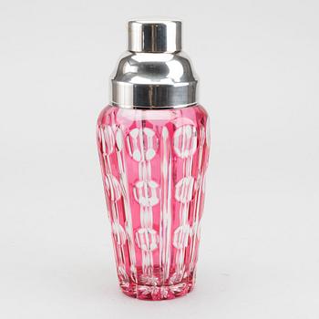 A glas and metal shaker, mid 20th century,