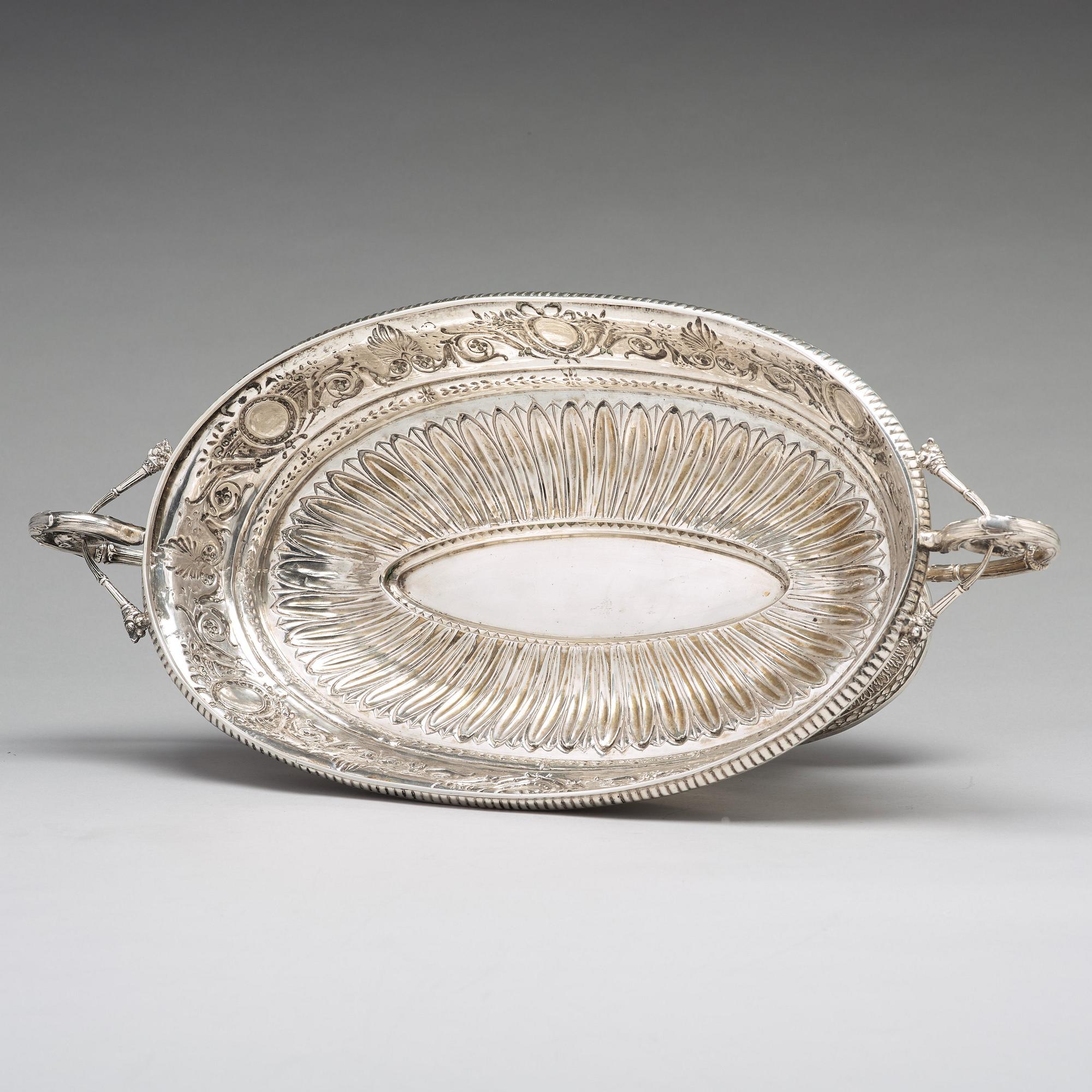 Jardiniere, silver, fantasistämplar, Hanau 1800-talets slut / 1900-talets början, sannolikt. Empire-stil.