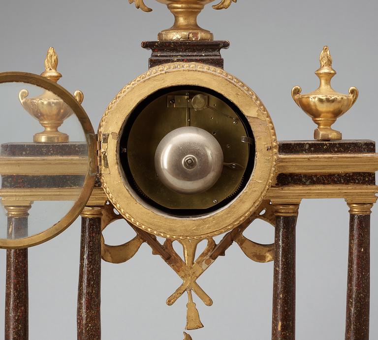 BORDSPENDYL, av Wilhelm Pauli, (urmakare i Stockholm 1795-1809). Sengustaviansk.