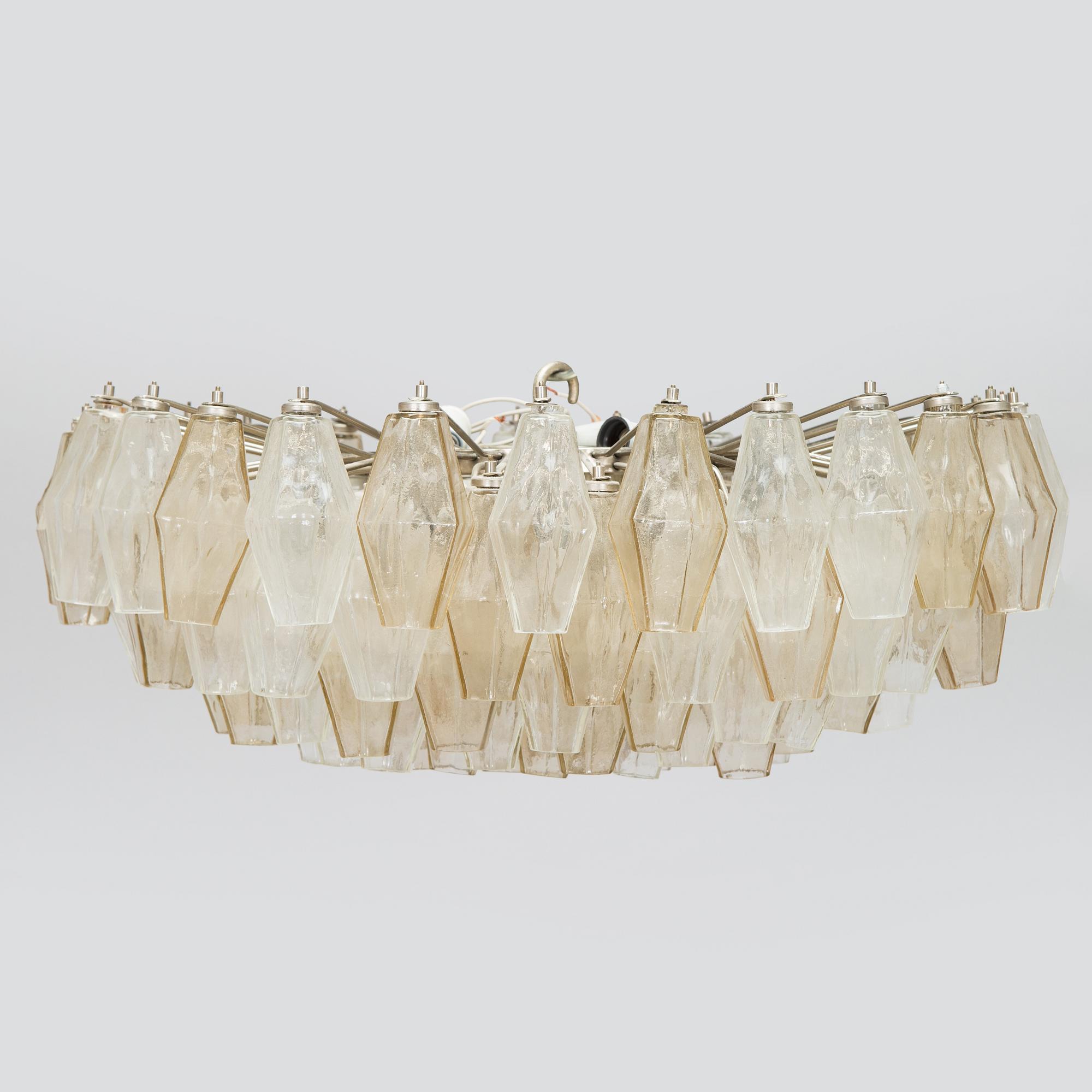 Carlo Scarpa, A1960s 'Polyhedra' chandelier for Venini Murano Italy.