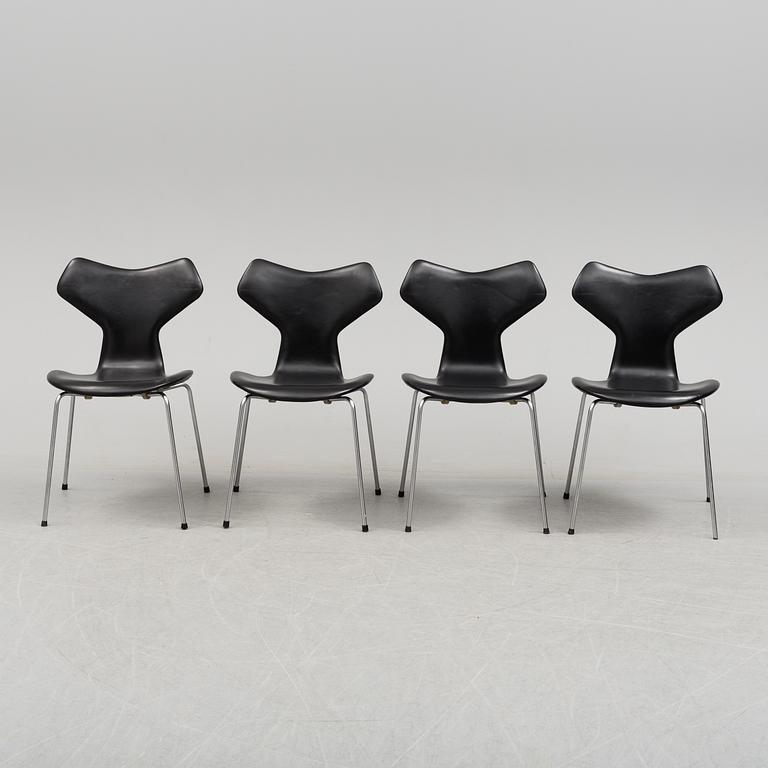 ARNE JACOBSEN, STOLAR, 4 st "Grand Prix" Fritz Hansen, Danmark. 1960-tal.