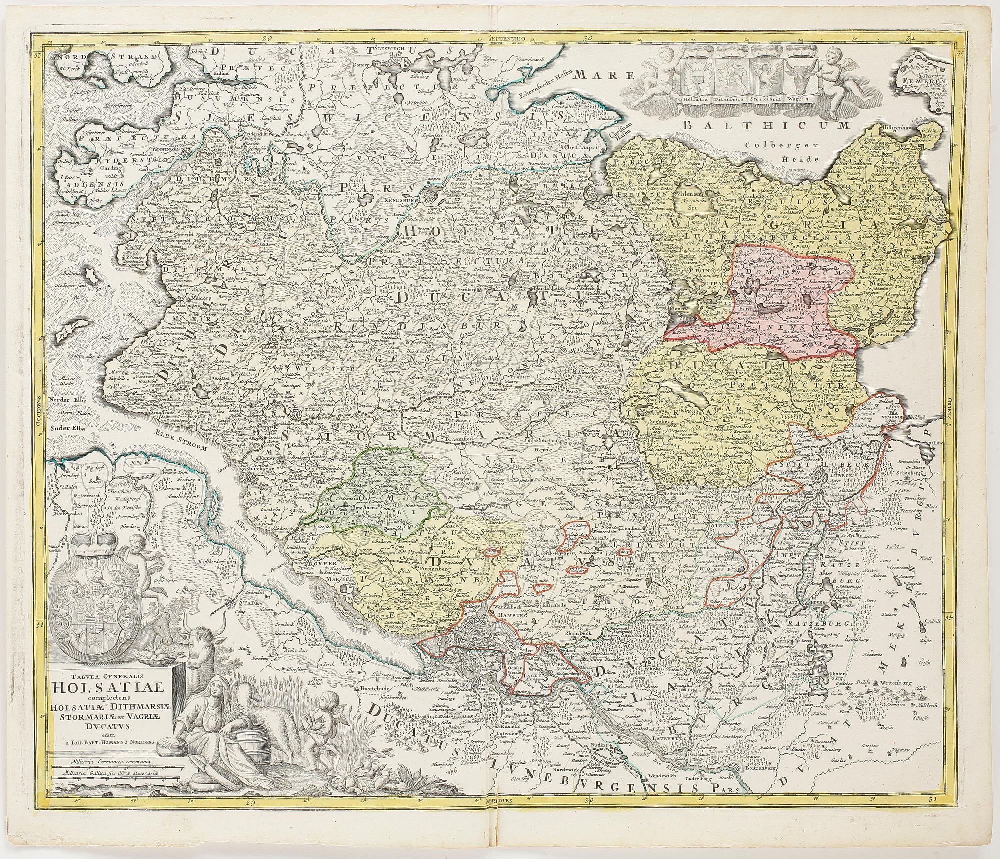 GRAVYRER, 6 st, Johan Babtista Homann, 1700-tal.