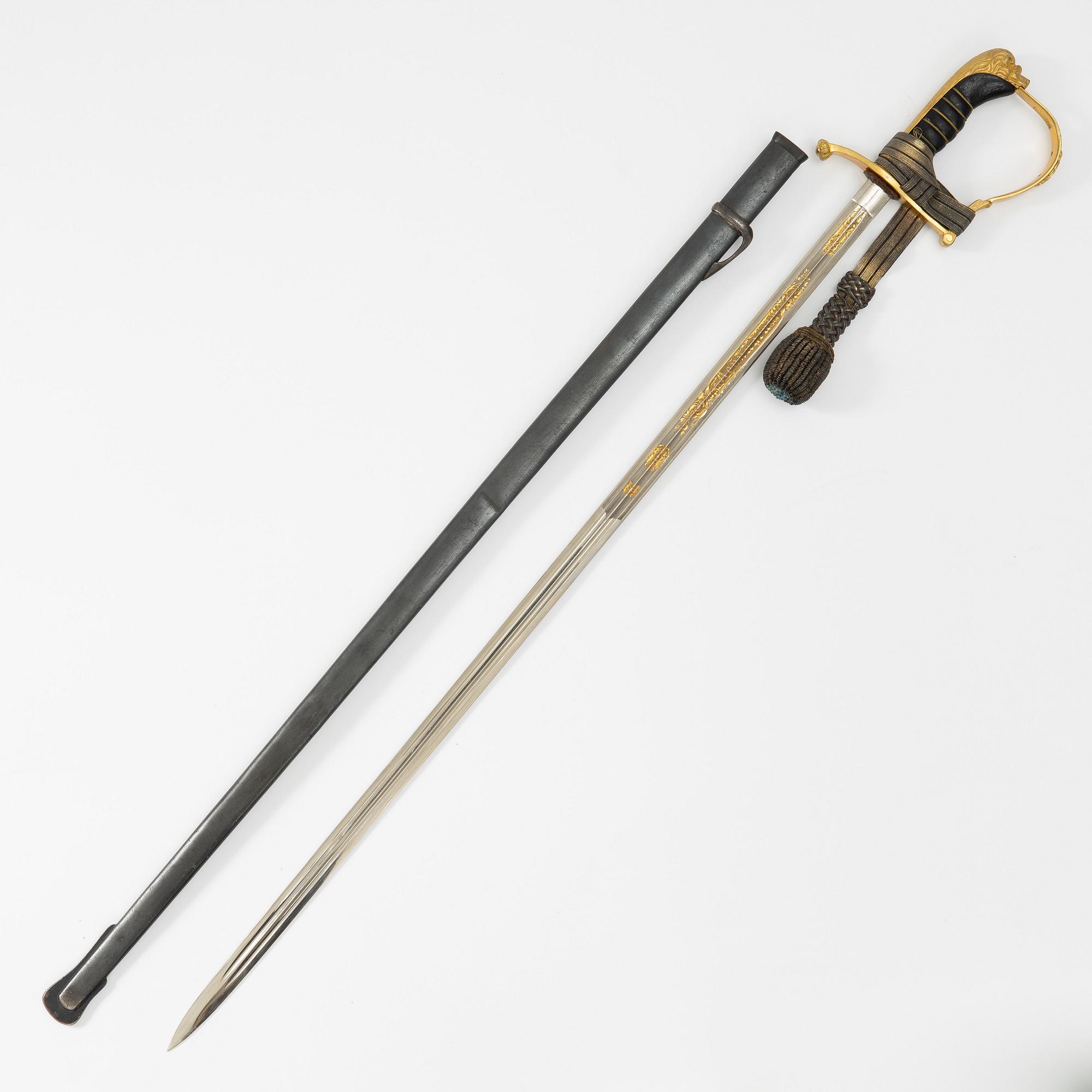 Sabre, Swedish, 1899 pattern, for infantry officer. with scabbard.