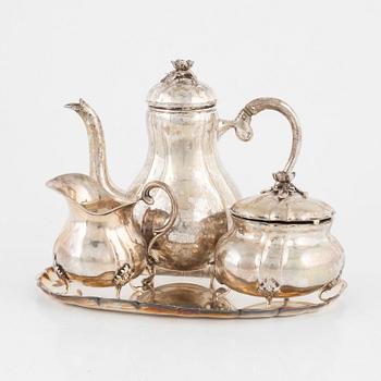 A three pieces coffee service, silver.