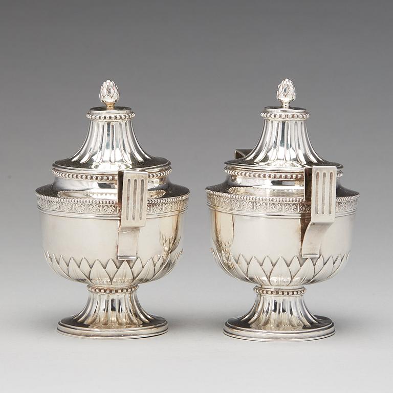 A pair of Swedish Gustavian silver sugar-bowls, mark of Wilhelm Smedberg, Karlstad (1777-1810).