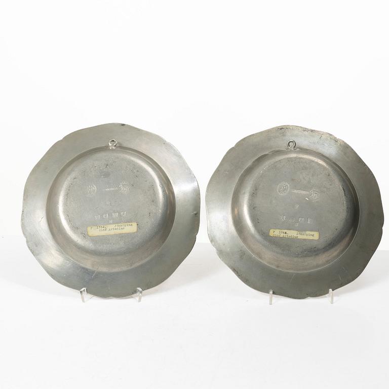 Plates, a pair. Olof Artedius, Jönköping, 1764.