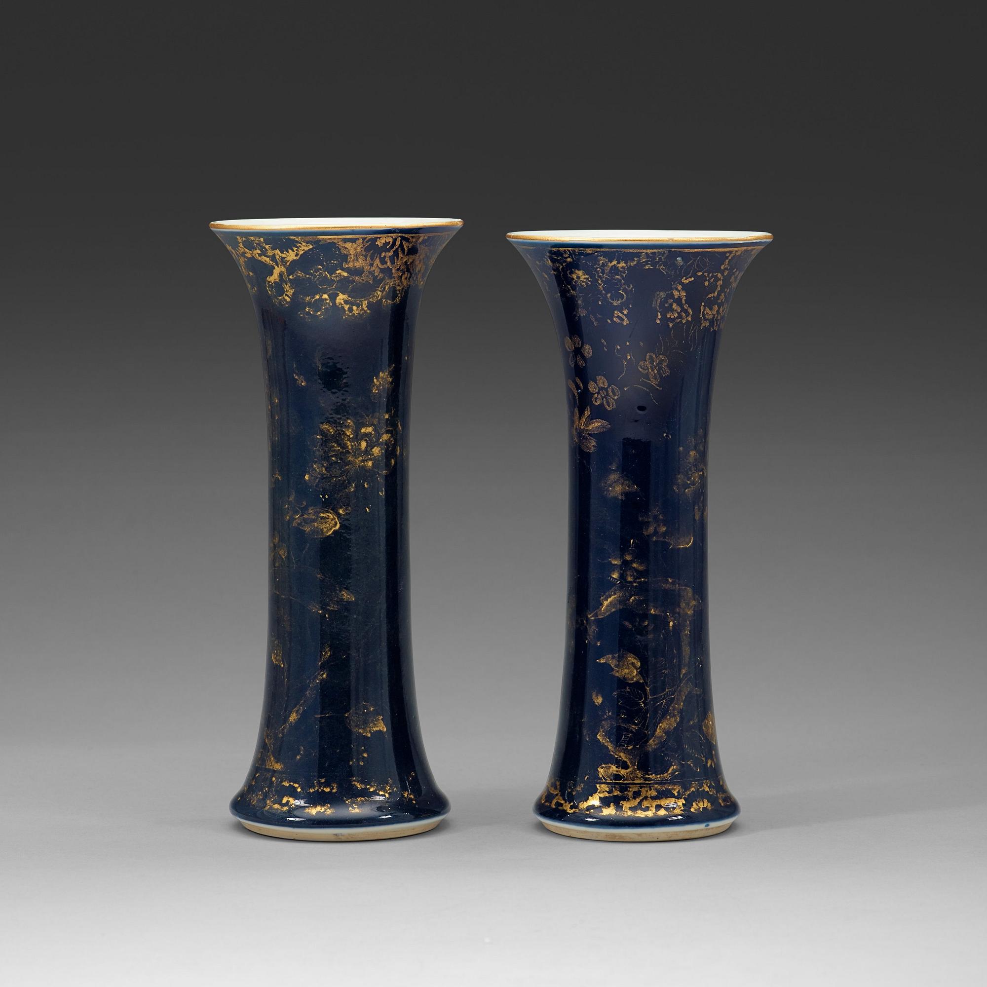 A pair of powder blue vases, Qing dynasty, Qianlong (1736-95).