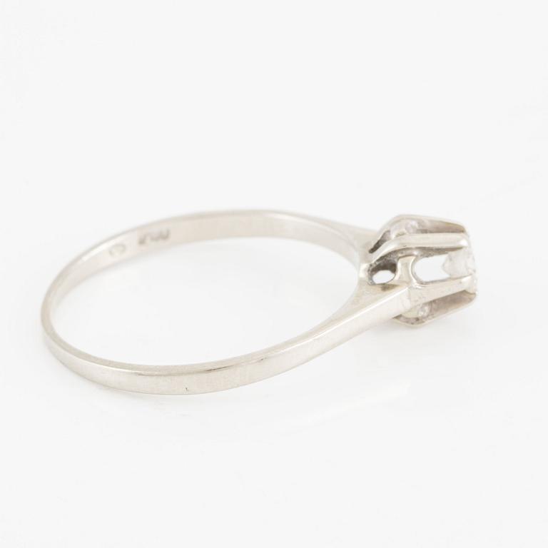 Ring, 18K white gold with brilliant-cut diamond 0.22 ct.