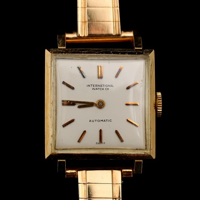 DAMARMBANDSUR, 18 k guld, International Watch Co, Automatic. Total vikt med urverk ca 37 gram.