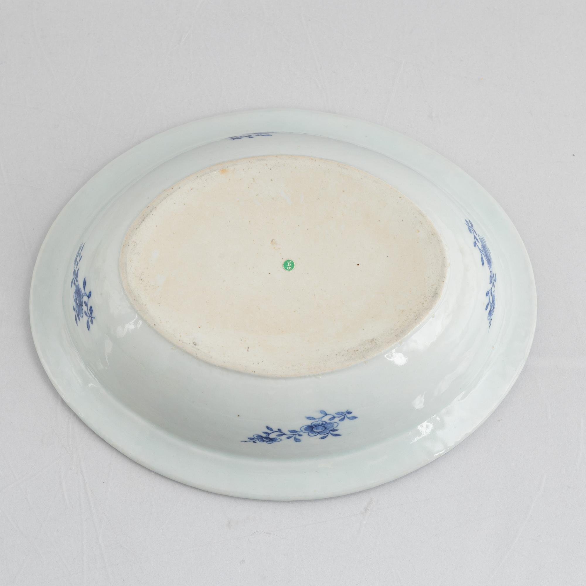 A blue and white porcelain dish with cover, China, Jiaqing (1796-1820).