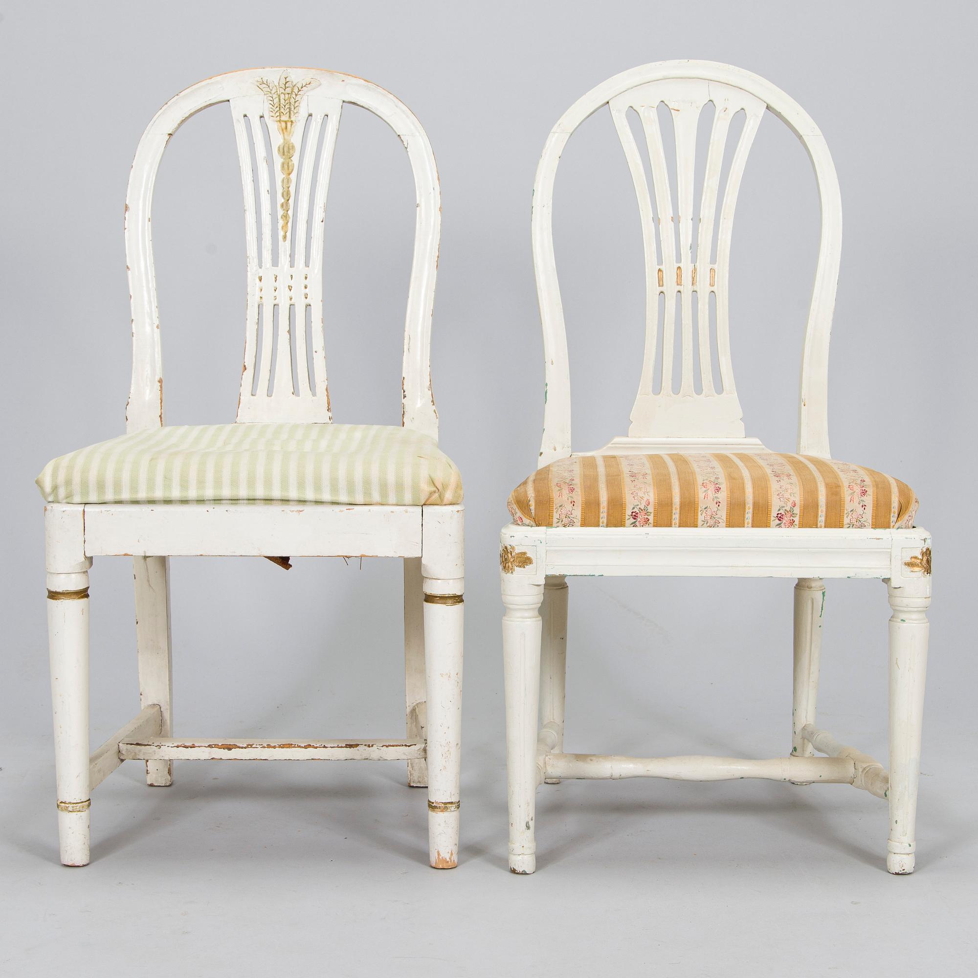 Stolar, 5+2 st, gustavianska, omkring 1800.