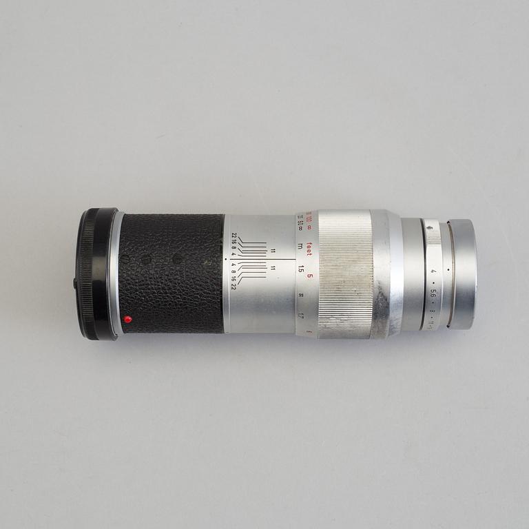 A Chrome Elmar 1:4 / 135 lens no 1894010, Ernst Leitz, Wetzlar.