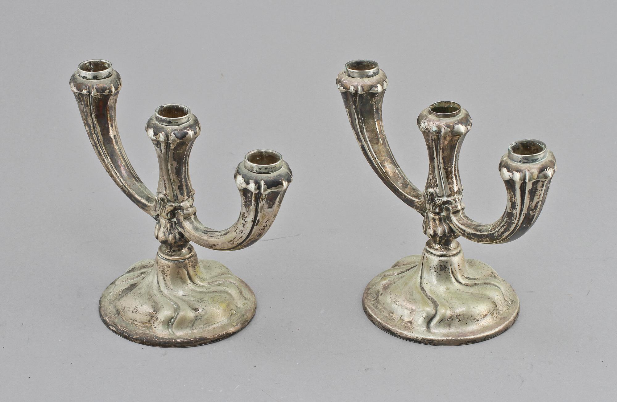 KANDELABRAR, ett par, silver, Jakob Grimminger, Tyskland, 1900-tal.