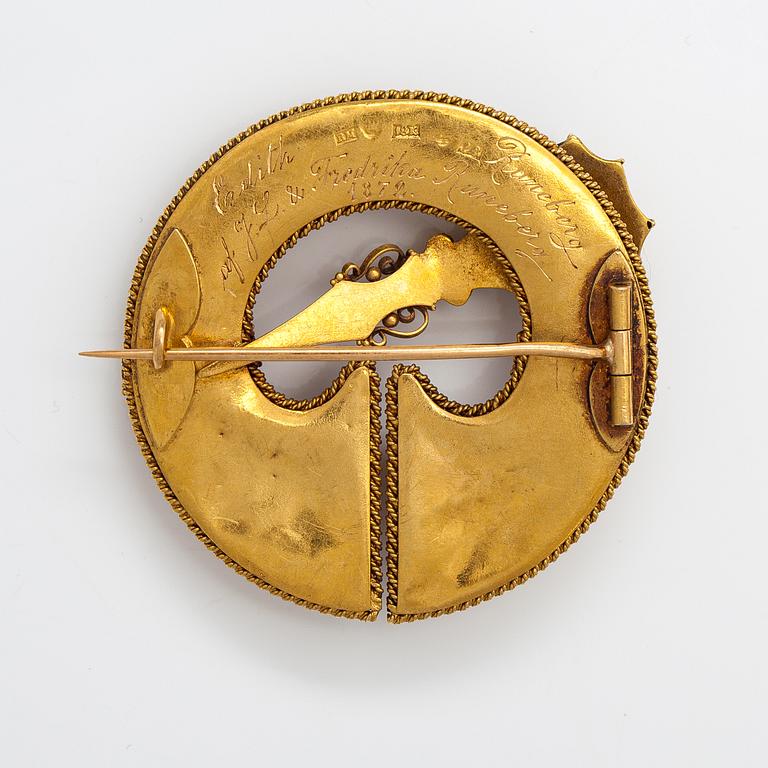 Otto Roland Mellin, Brosch, 18K guld. Helsingfors 1872.