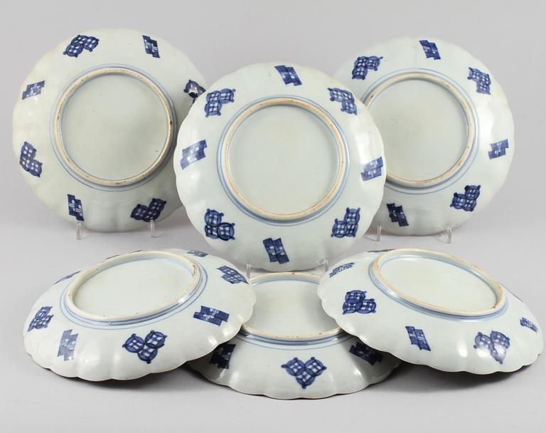 TALLRIKAR, 6 st, porslin, Japan, 1900-tal.