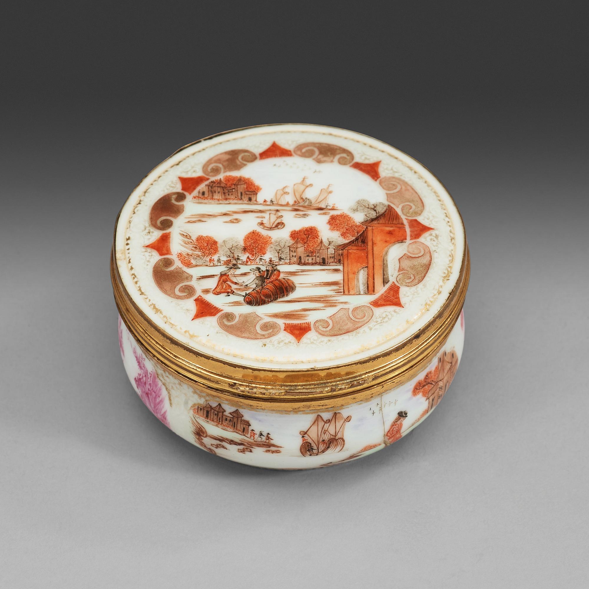 DOSA med LOCK, kompaniporslin och förgyllt silver. Qing dynastin, Qianlong (1736-95).