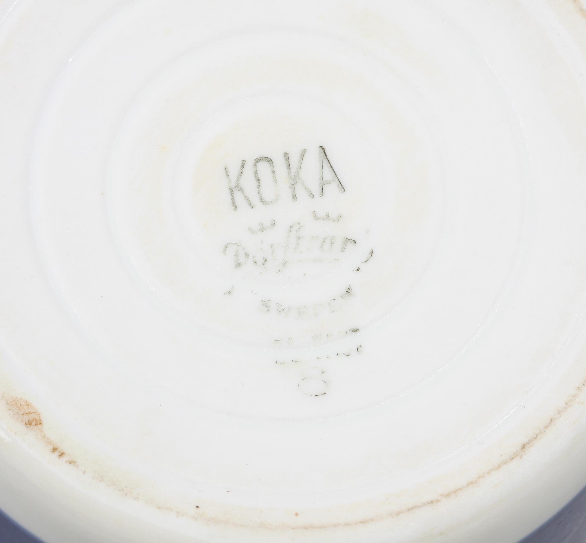 SERVISDELAR, 11 st, porslin, "Koka Blå", Rörstrand.