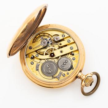 Pocket watch, hunter, 18K gold, 53 mm.