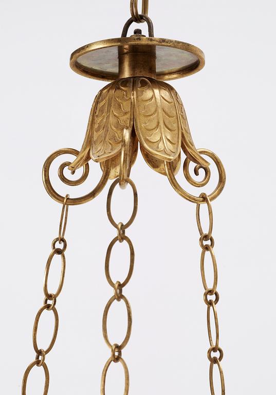 A Swedish Empire 19th century six-light hanging lamp.