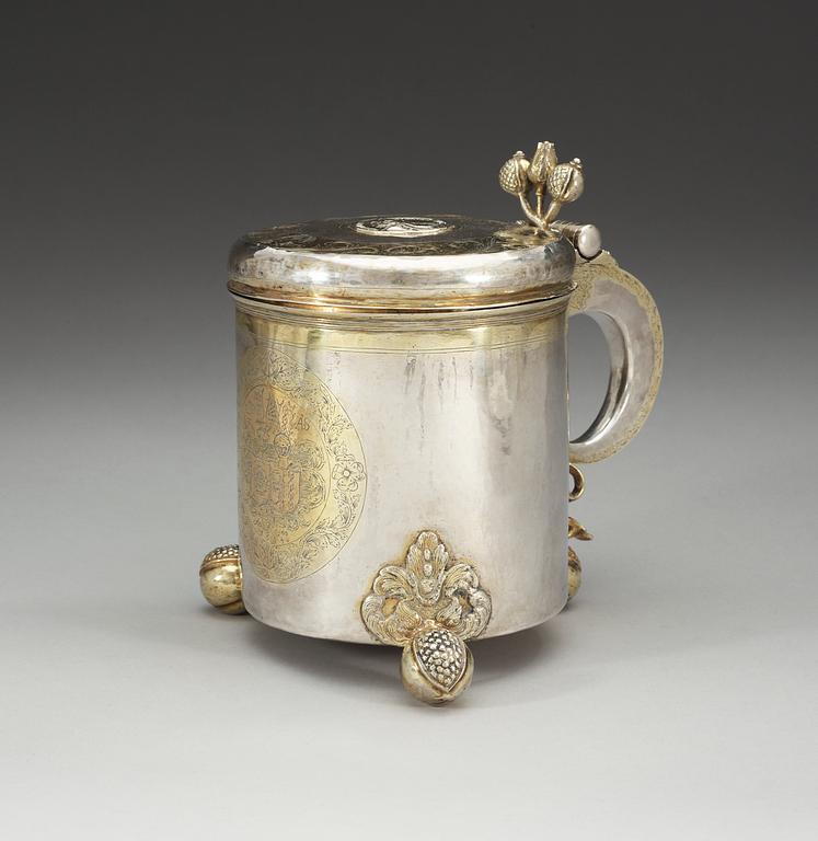 DRYCKESKANNA, av Andreas Brackfeldt, Riga (verksam 1661-1697). Barock.