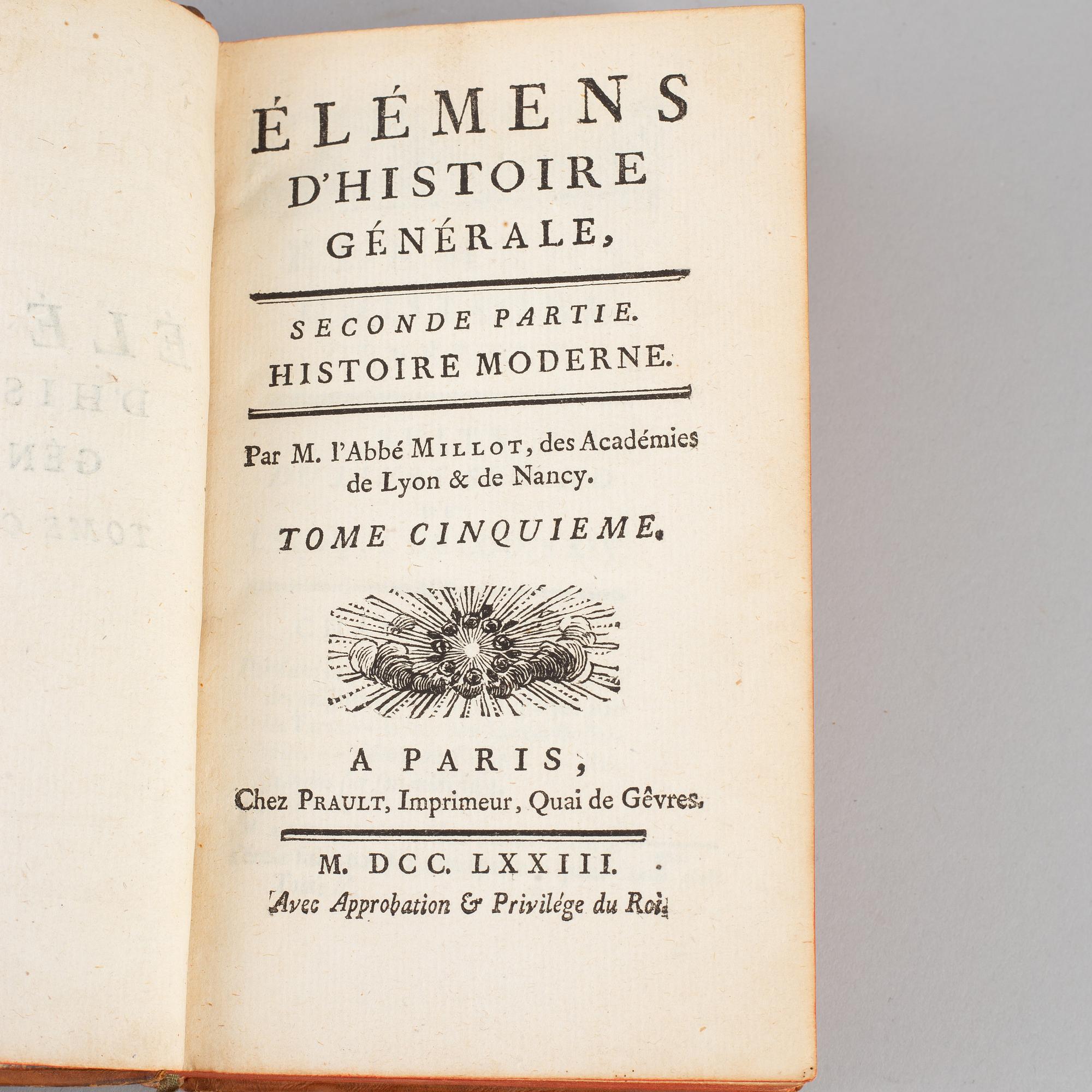 Nine leatherbound 18th century books.
