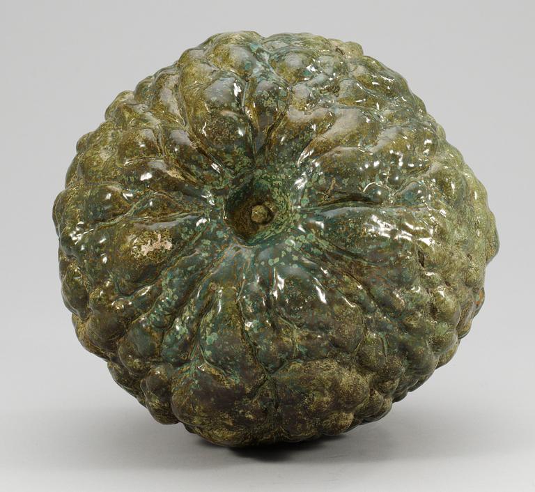 A Hans Hedberg faience pumpkin, Biot, France.