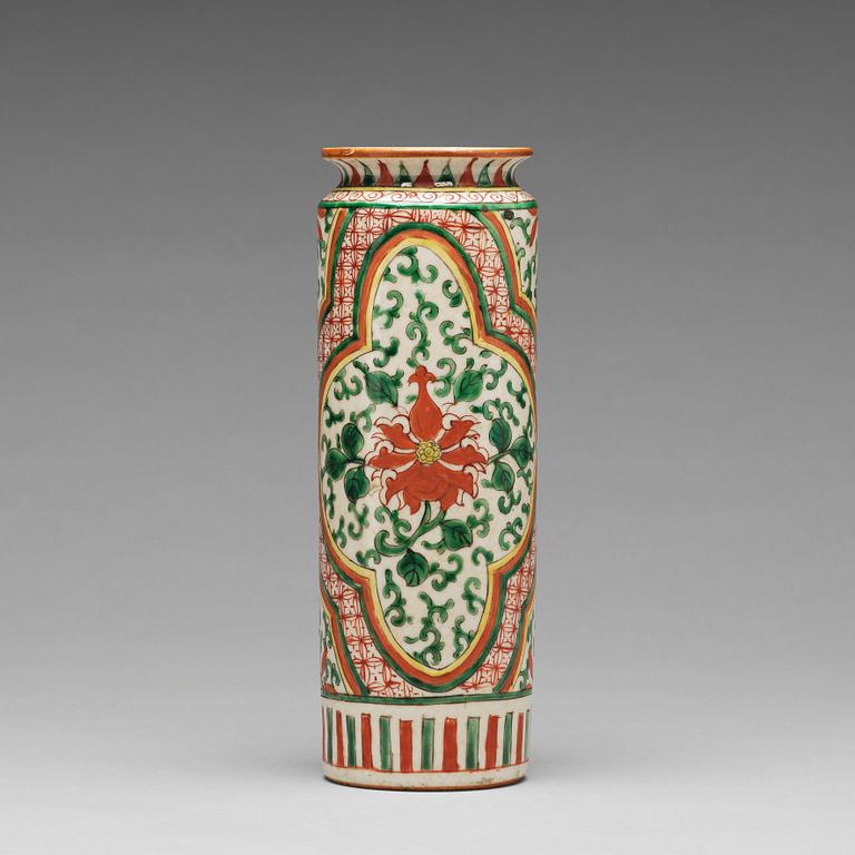 A Transitional wucai vase, 17th Century.