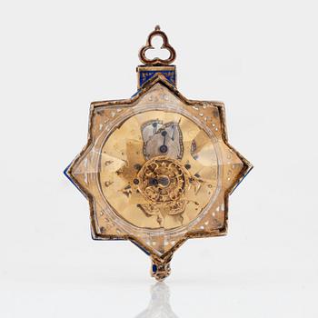 FICKUR, emaljerat siver och bergkristallboett, av Herman Böhm, Wien 1800-talets slut. Historismus.