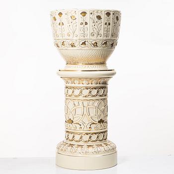 Pot on pedestal, Jugend, Rörstrand, early 20th century.