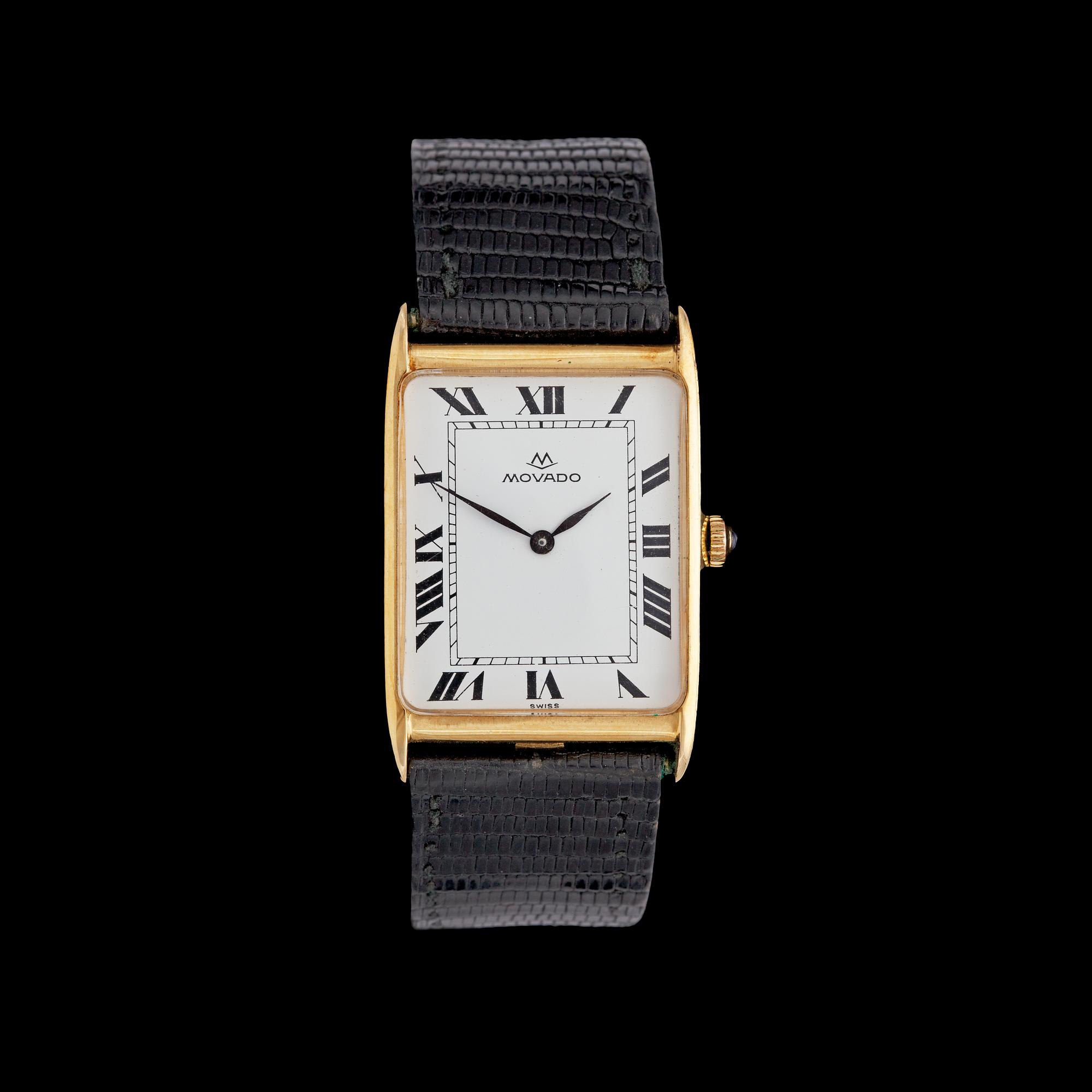 A Movado gold ladie's wrist watch.